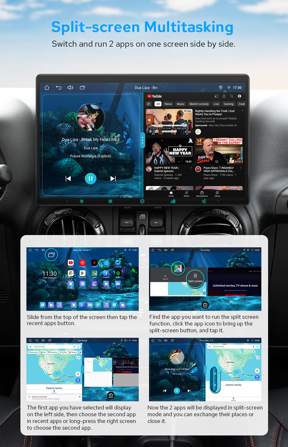 13.3inch New UI Single Din Head Unit Wireless CarPlay & Android Auto & Mirroring